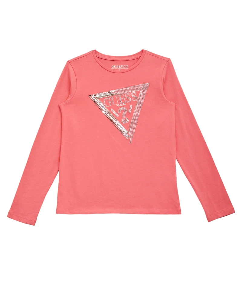 Guess Girls 7-16 Long Sleeve Round Neck T-Shirt