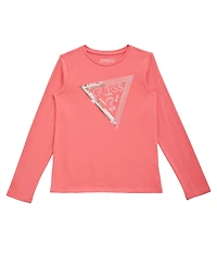 Guess Girls 7-16 Long Sleeve Round Neck T-Shirt