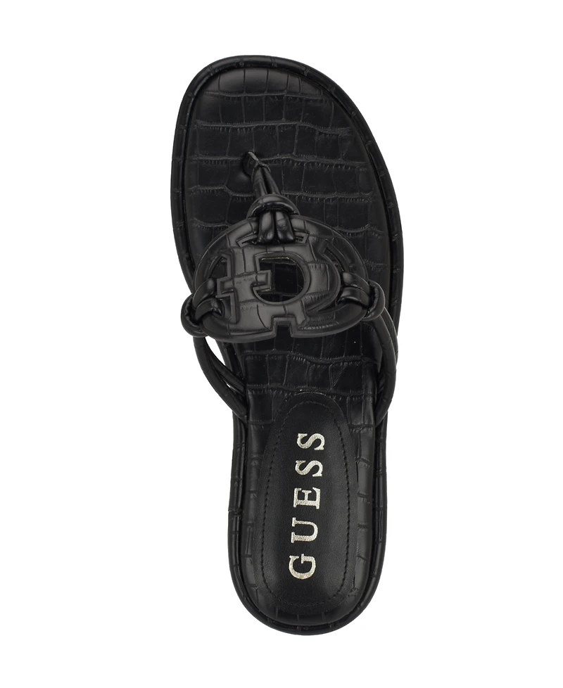 Guess Women's Saime Embellished G Cutout Flat Thong Sandals