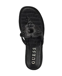 Guess Women's Saime Embellished G Cutout Flat Thong Sandals
