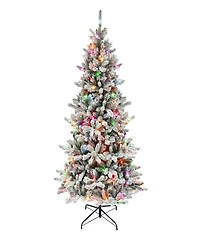 Puleo 6.5FT Pre-Lit Flocked Bennington Fir Tree