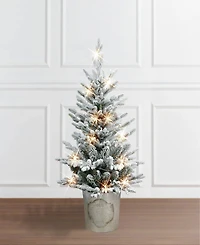 Puleo 3' B/O Potted Flocked Tree with 50 Warm White Led Light, 458 Tips