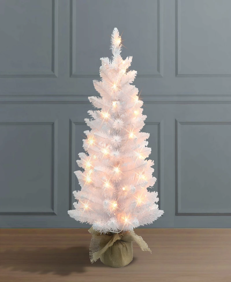 3' Pre-Lit Tree with 50 Underwriters Laboratories Clear Incandescent Lights and Burlap Base, 97 Tips