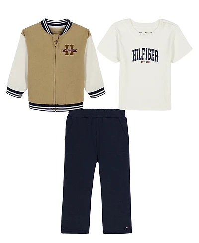 Tommy Hilfiger Baby Boys 3-Piece Bodysuit, Jacket and Pants Set