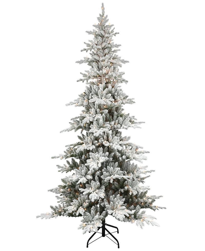 Puleo 6.5FT Pre-Lit Flocked Union Fir Tree
