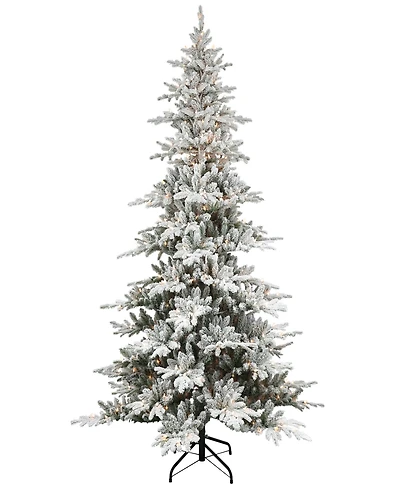 Puleo 6.5FT Pre-Lit Flocked Union Fir Tree