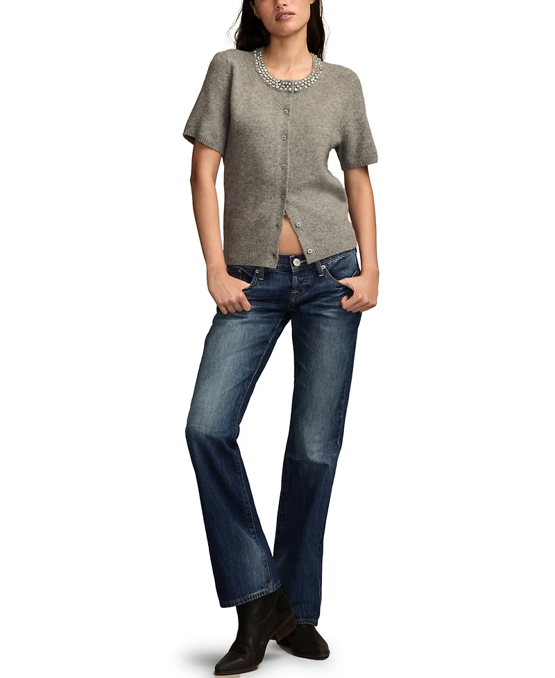 Lucky Brand Women's Embellished Collar Cardigan Sweater