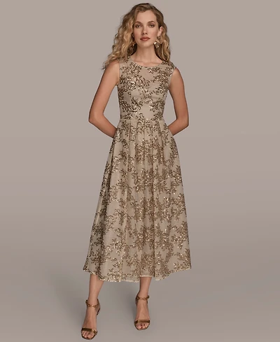 Donna Karan New York Women's Sleeveless Floral A-line Dress