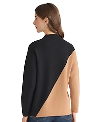 Jones New York Women's Colorblock Mock Neck Sweater