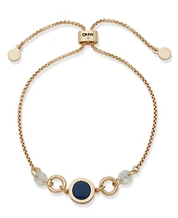 Dkny Gold-Tone Open Inlay Blue Link Slider Bracelet