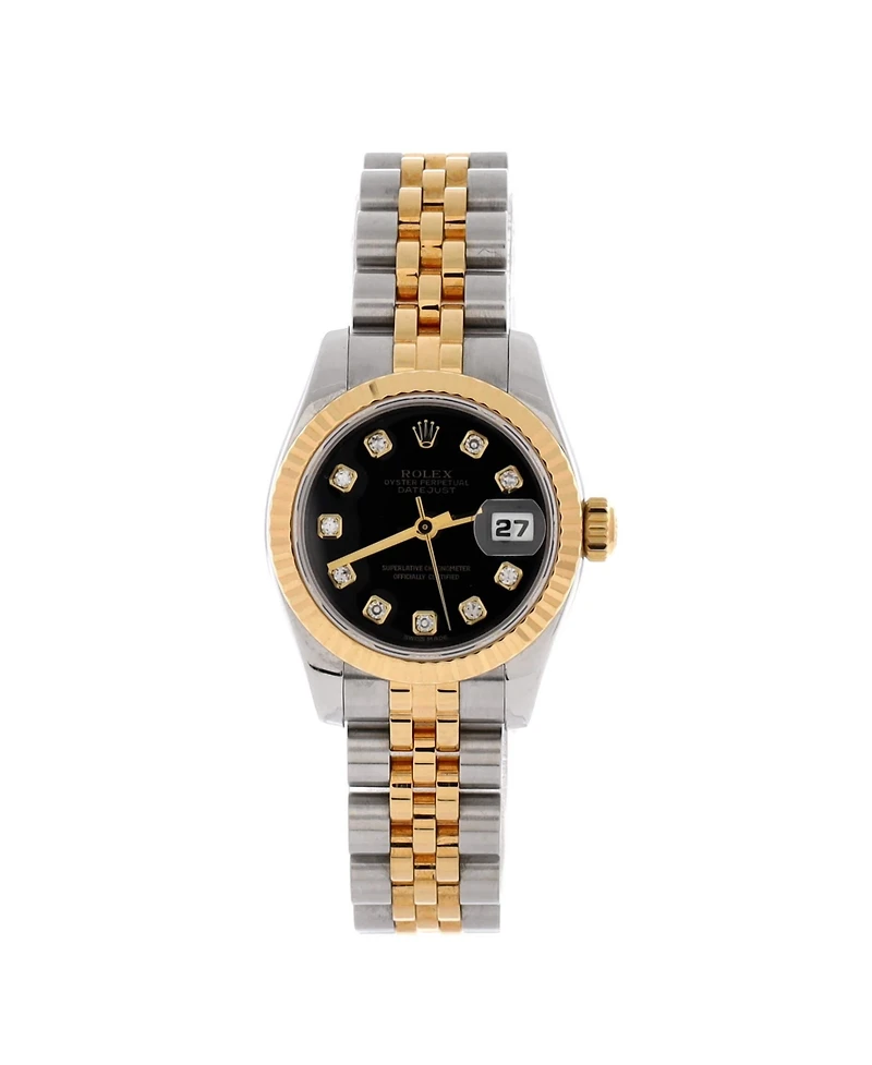 Pre-Owned Rolex Oyster Perpetual Datejust Automatic Watch in Stainless Steel and Gold with Diamond Markers 26mm