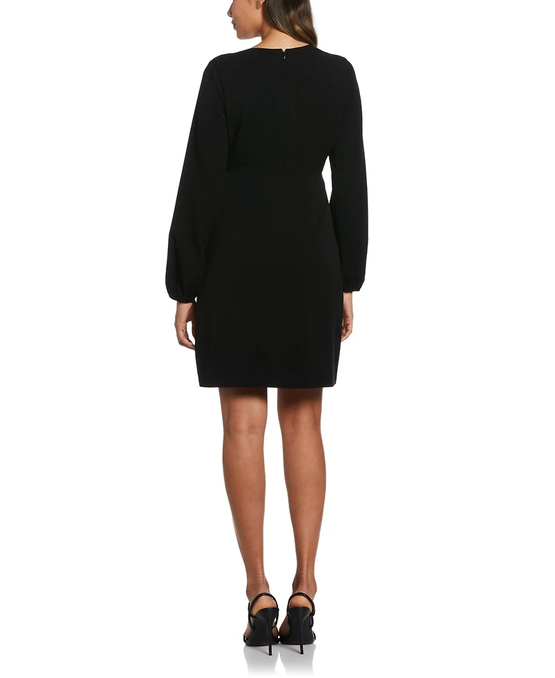 Ella Rafaella Petite Jewel Button Surplice Long Sleeve Dress