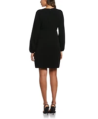 Ella Rafaella Petite Jewel Button Surplice Long Sleeve Dress