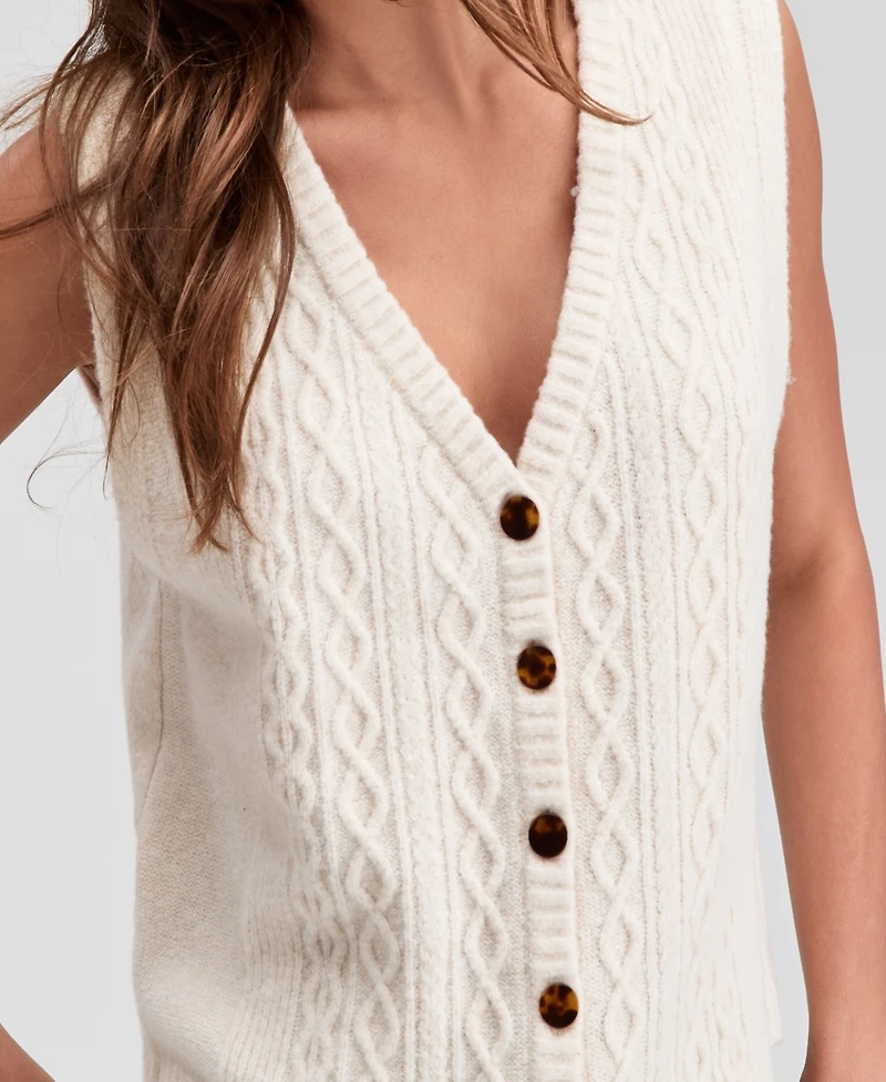 And Now This Petite V-Neck Button-Front Sweater Vest