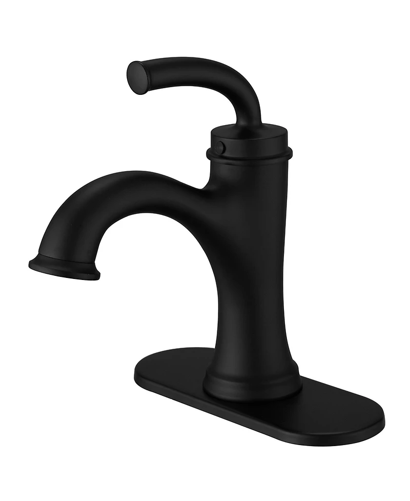 Greenspring Single Handle Bathroom Faucet For One Hole with 3 Holes Deck Plate and Metal Drain In Matte Black