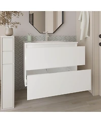 Depot E-Shop Depew Bathroom Vanity, 2 Drawers, White
