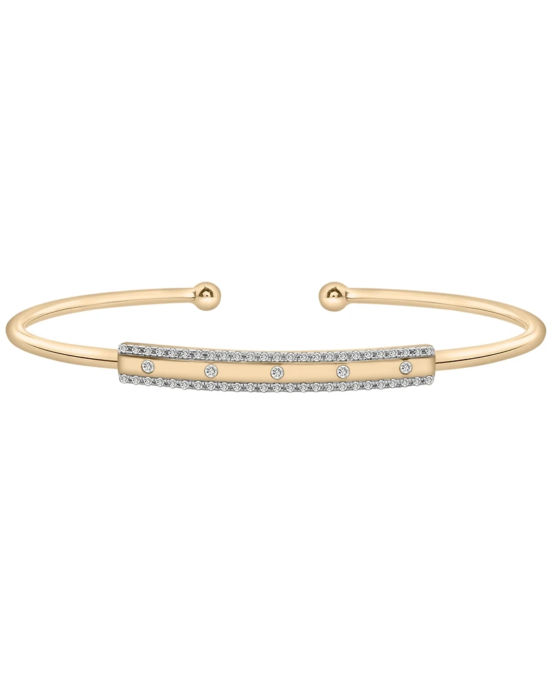 Wrapped Diamond Bangle Bracelet (1/4 ct. t.w.) in 10K Yellow Gold