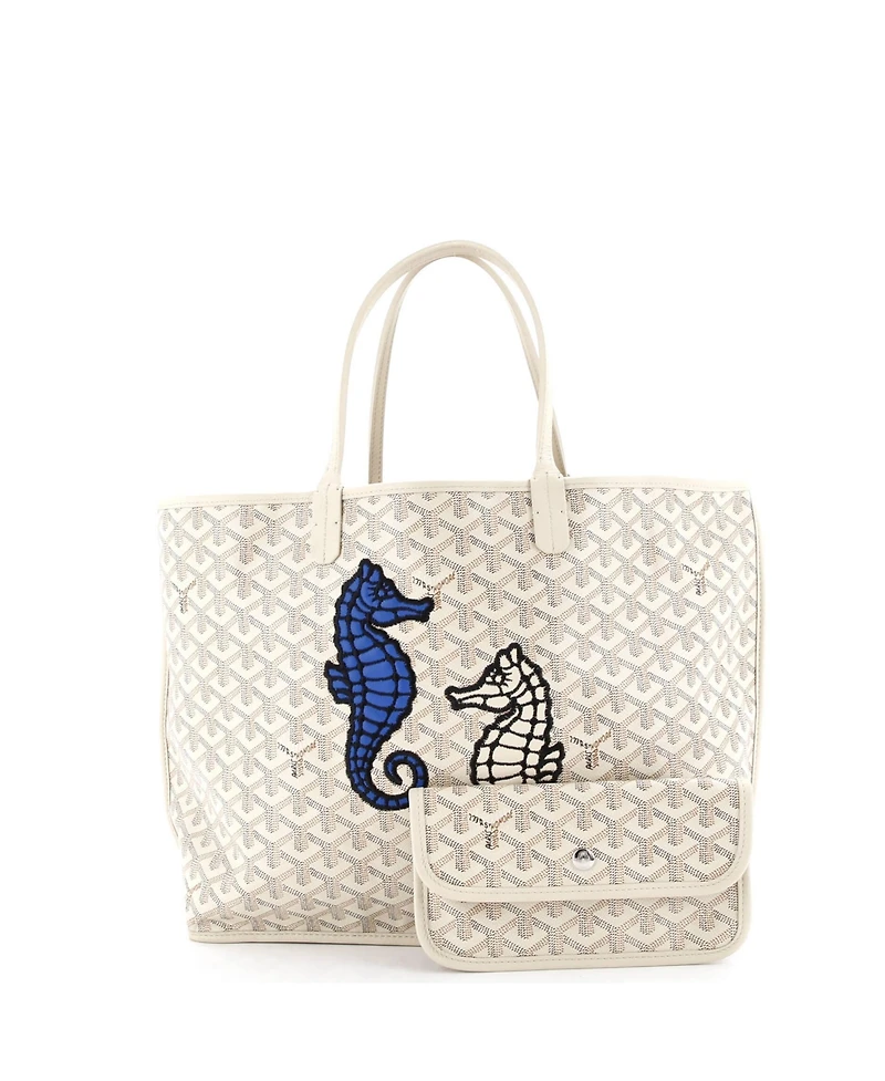 Pre-Owned Goyard Pm Anjou Reversible Tote Embroidered Coated Canvas