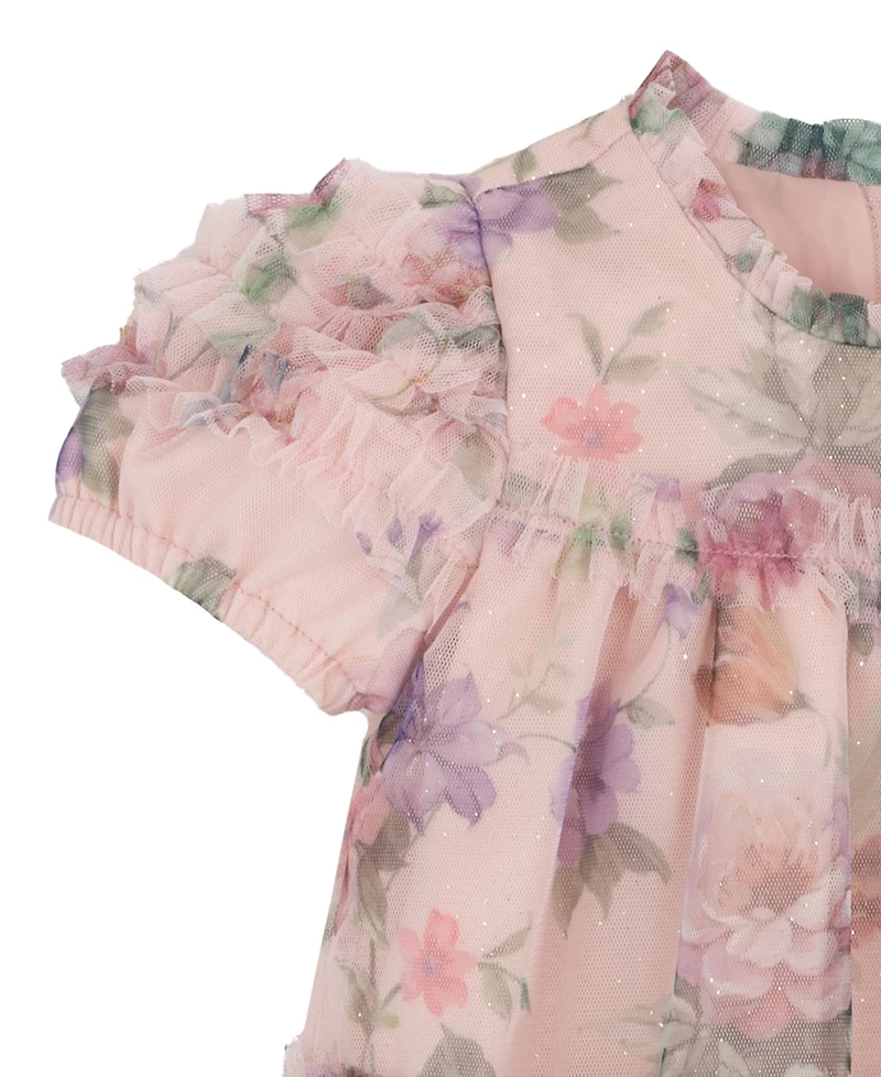 Rare Editions Baby Girls Floral Babydoll Social Short Sleeve Dress
