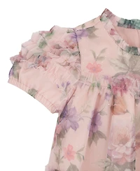 Rare Editions Baby Girls Floral Babydoll Social Short Sleeve Dress
