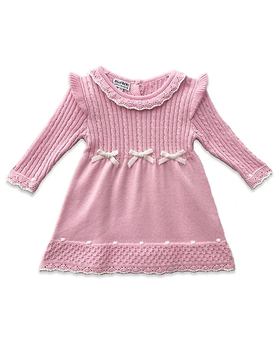 Blueberi Boulevard Baby Girls Ruffle Trim Sweater Dress