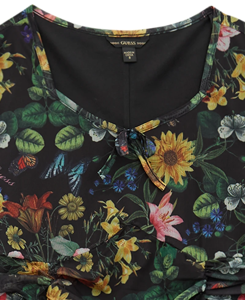 Guess Big Girls Printed Mesh Long Sleeve Top