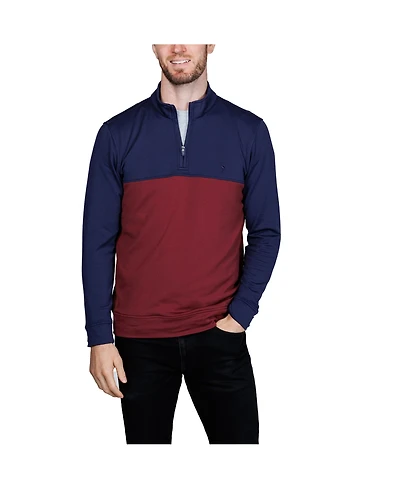 Tailorbyrd Men's Color Blocked Textured Performance Quarter Zip