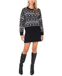 Vince Camuto Women's Jacquard Long Sleeve Sweater