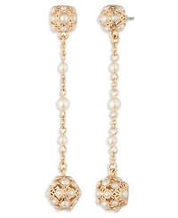 Marchesa Gold Tone Mixed Imitation Pearl Linear Earrings