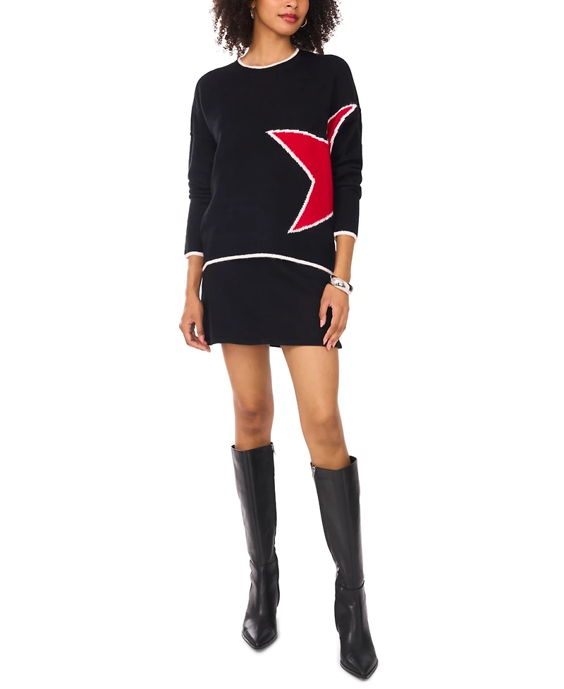 Vince Camuto Women's Star Print Crewneck Sweater