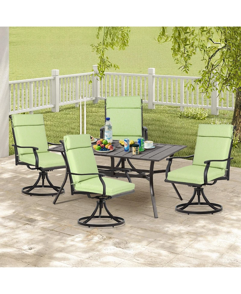 Aoodor Outdoor High Back Dining Chair Cushion with Ties and Zipper, 44"x21"x3.2