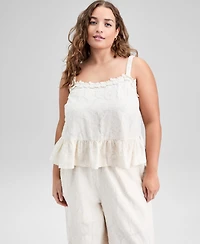 And Now This Trendy Plus Cotton Ruffled-Hem Top, Macy's Exclusive