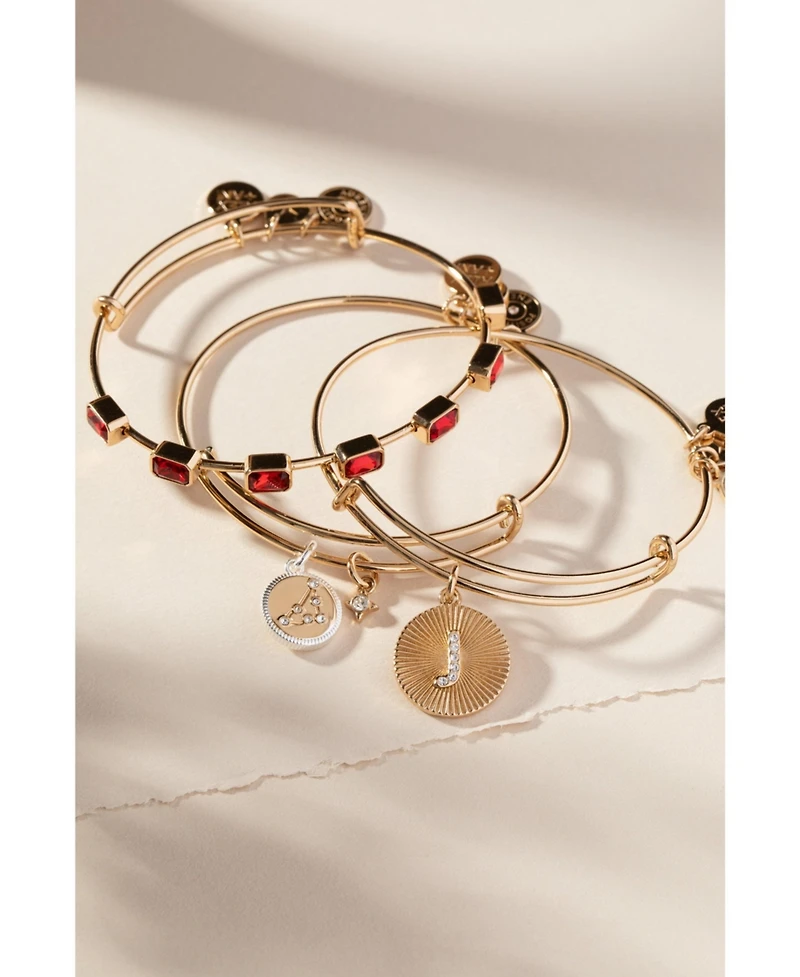 Alex and Ani Pave Starburst Texture Initial Bangle Bracelet J