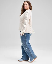 And Now This Trendy Plus Satin-Laces Cable-Knit Sweater, Macy's Exclusive