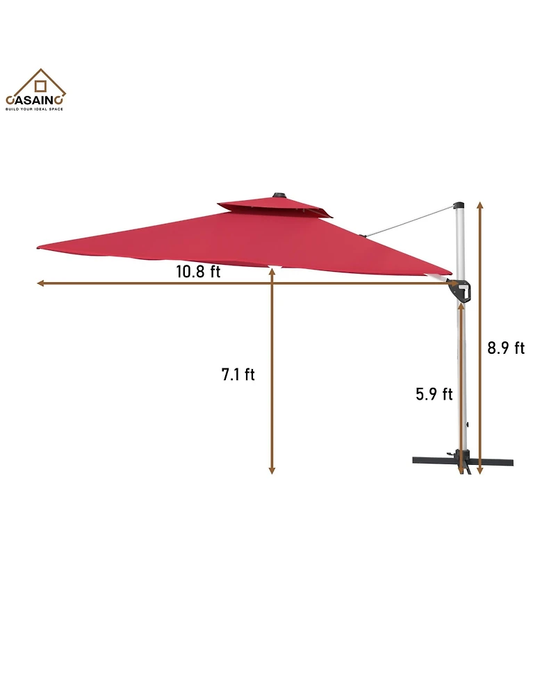 Casainc 11 Ft Square Double Top Patio Umbrella