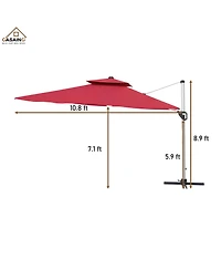 Casainc 11 Ft Square Double Top Patio Umbrella