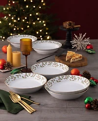 Noritake Holly & Berry 4-Pc. Coupe Dinner Bowl Set, Service for 4