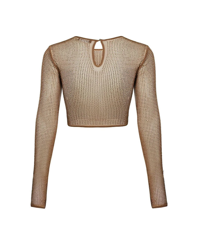 Nocturne Women's Embellished Tulle Crop Top
