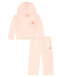 Calvin Klein Toddler Girls 2T-4T 2-Piece Fleece Hoodie and Pants Set