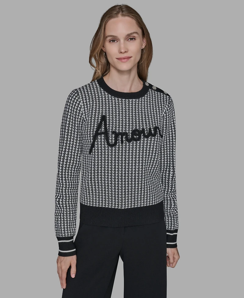 Karl Lagerfeld Paris Women's Amour Script Crewneck Sweater