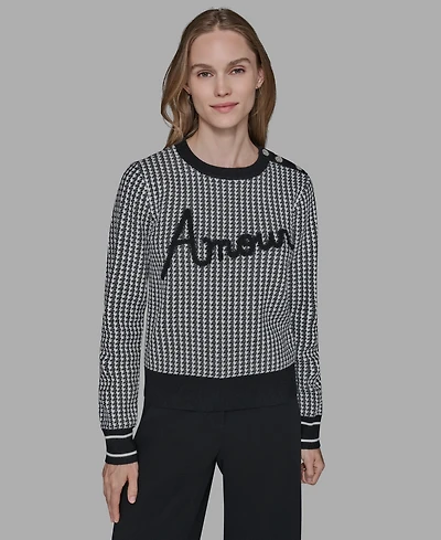 Karl Lagerfeld Paris Women's Amour Script Crewneck Sweater
