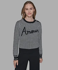 Karl Lagerfeld Paris Women's Amour Script Crewneck Sweater