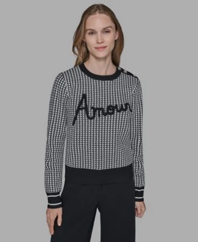 Karl Lagerfeld Paris Womens Amour Script Crewneck Sweater P Xs Xl