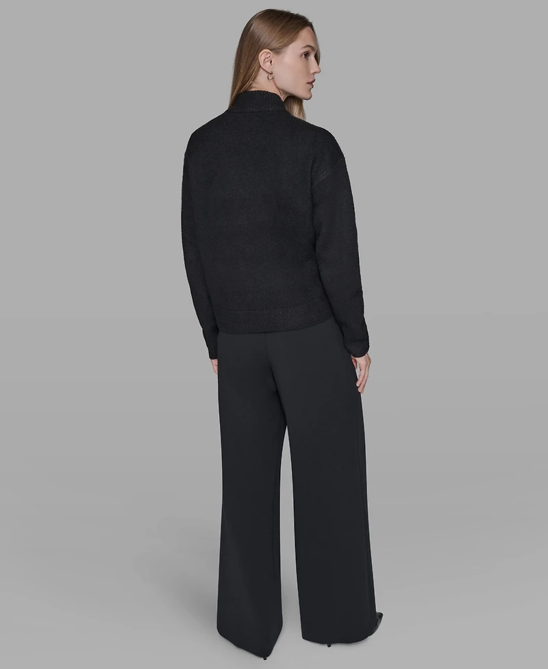 Karl Lagerfeld Paris Women's Button Shoulder Long Sleeve Sweater