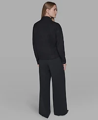 Karl Lagerfeld Paris Women's Button Shoulder Long Sleeve Sweater