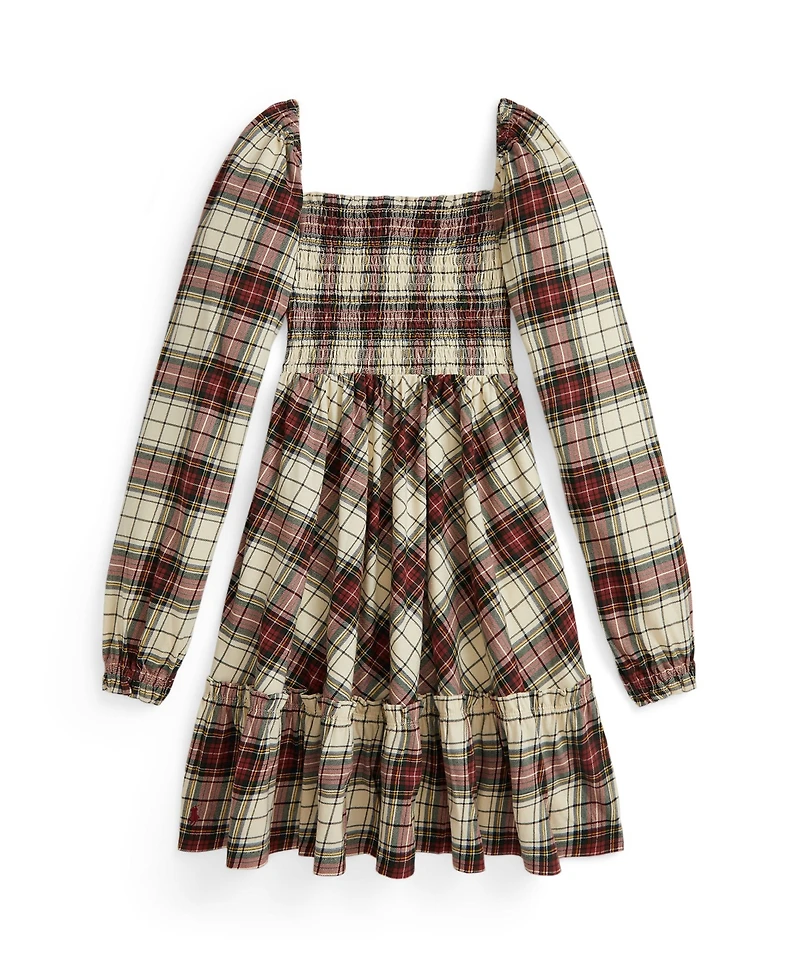 Polo Ralph Lauren Girls 7-16 Long Sleeves Plaid Ruffled Dress