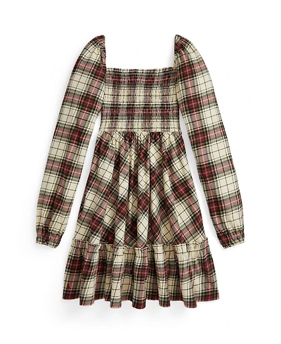 Polo Ralph Lauren Girls 7-16 Long Sleeves Plaid Ruffled Dress