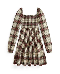 Polo Ralph Lauren Girls 7-16 Long Sleeves Plaid Ruffled Dress