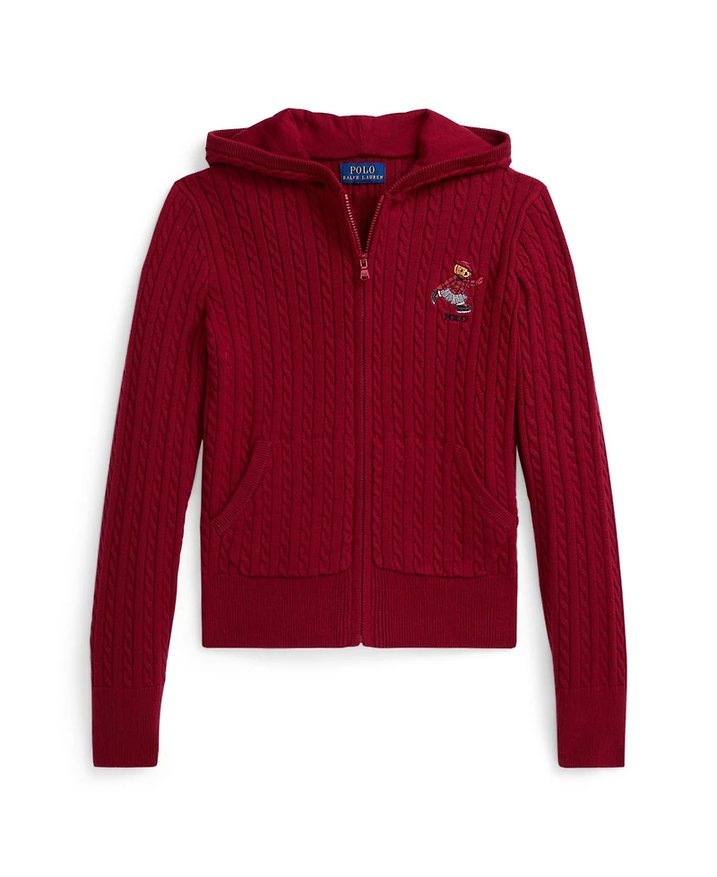 Polo Ralph Lauren Girls 7-16 Long Sleeves Bear Full-Zip Sweater
