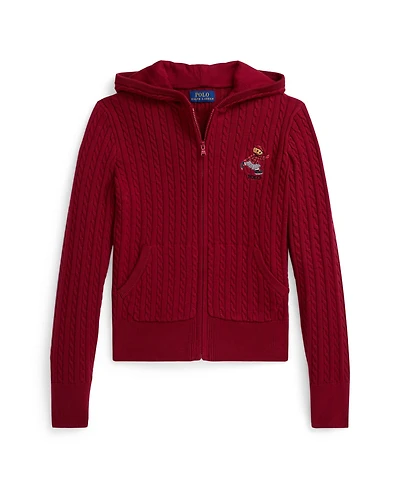 Polo Ralph Lauren Girls 7-16 Long Sleeves Bear Full-Zip Sweater